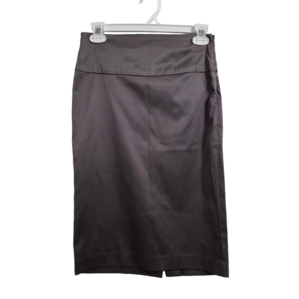 Zinc Back Bow Silver Gray Satin Pencil Skirt Women's Size 3